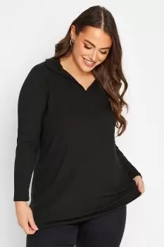 Long Sleeve Ribbed Collar Top