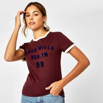 Jack Wills Libbey Ringer T-Shirt - Damson