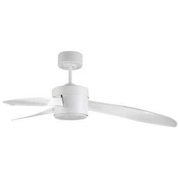 Leds-c4 Lighting - LEDS C4 Tramuntana 3 Blade Ip44 Ceiling Fan with LED Light White, Tranparent Blades 142cm