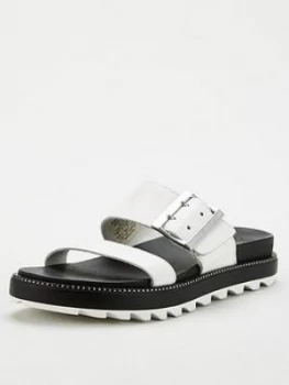 Sorel Roaming Flat Leather Sandal - Wite