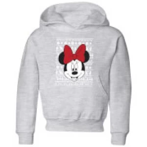 Disney Minnie Face Kids Christmas Hoodie - Grey - 9-10 Years