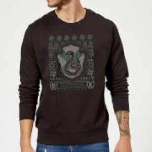 Harry Potter Slytherin Crest Christmas Sweatshirt - Black - S