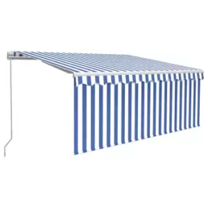 Vidaxl Manual Retractable Awning With Blind 3X2.5M Blue & White