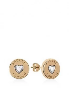 Radley Gold Plated Sterling Silver Crystal Heart Stud Ladies Earrings