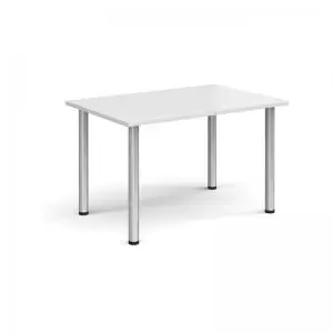 Rectangular silver radial leg meeting table 1200mm x 800mm - white