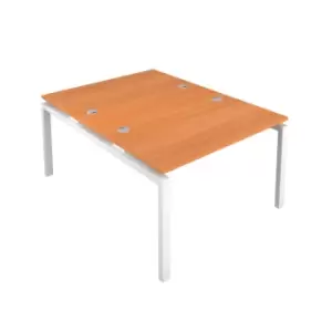 Telescopic Sliding 8 Person Beech Bench with Cable Port - 1200 X 800 - White Frame