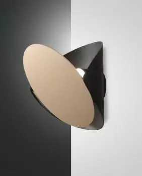 Shield LED Wall Uplight Black / Gold Glass