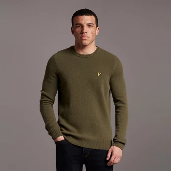 Mens Crew Neck Lambswool Blend Jumper - Olive - M