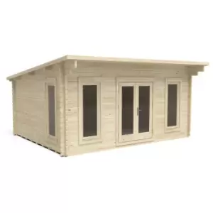 Forest Mendip 5.0m x 4.0m Log Cabin Double Glazed, 24kg Polyester Felt, No Underlay - Installation Included