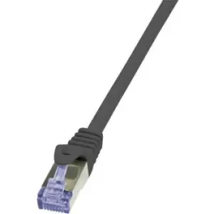 LogiLink CQ3073S RJ45 Network cable, patch cable CAT 6A S/FTP 5m Black Flame-retardant, incl. detent