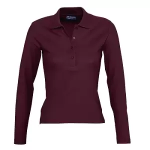 SOLS Womens/Ladies Podium Long Sleeve Pique Cotton Polo Shirt (S) (Burgundy)