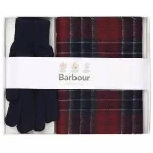 Barbour Mens Tartan Scarf and Glove Gift Set Cordovan One Size