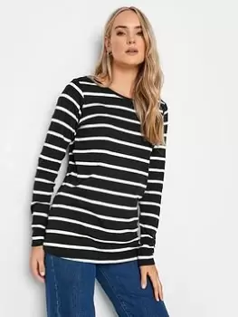 Long Tall Sally 2 Pack Crew Neck Tee Black, Stripe, Black, Size 16, Women