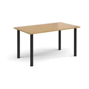 Rectangular Black radial leg meeting table 1400mm x 800mm - oak