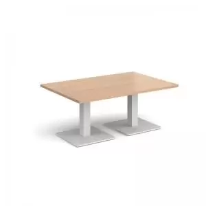 Brescia rectangular coffee table with flat square white bases 1200mm x