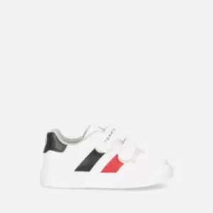 Tommy Hilfiger Kids Low Cut Faux Leather Velcro Trainers - UK 5.5 Toddler