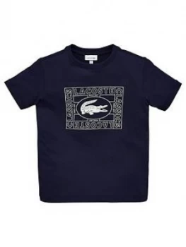 Lacoste Boys Short Sleeve Croc Logo T-Shirt - Navy, Size 14 Years