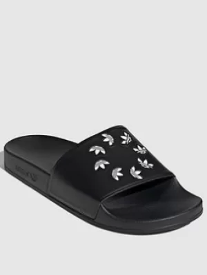 adidas Originals Adilette Multi Trefoil, Black/White, Size 8, Men