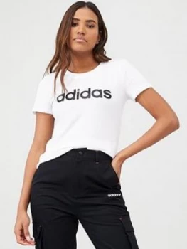 adidas Essentials Linear Slim Tee - White, Size 2XL, Women