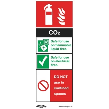 SS21P10 Safe Conditions Safety Sign - CO2 Fire Extinguisher - Rigid Plastic - Pack of 10 - Sealey