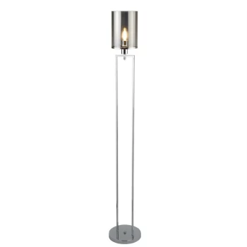 Searchlight Catalina - 1 Light Floor Lamp Chrome, Smokey with Smoked Glass Shade, E27