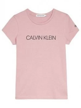 Calvin Klein Jeans Girls Short Sleeve Logo T-Shirt - Pink