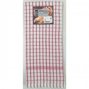 Daily Dining 2 Pack of Checked Tea Towel - Red