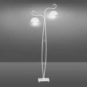 Wivara White Multi Arm Floor Lamp with White, Silver Glass Shades, 2x E27