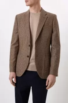 Slim Fit Neutral Dogtooth Blazer