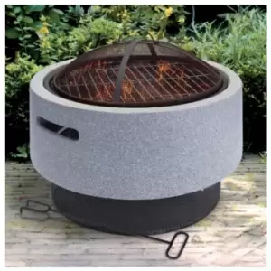 Urbn-garden - Light Grey Round Fire Bowl With bbq Rack [388811]