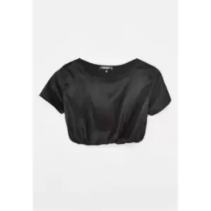 Missguided Cut Out Tie Back Crop Top - Black