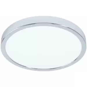 Loops - Wall Flush Ceiling Light Colour Chrome Shade Round White Plastic Bulb LED 20W