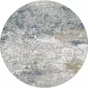 Mastercraft Canyon Polyester And Heatset Rug 52014/7777 - 200cm Circle - Blue/Beige/White