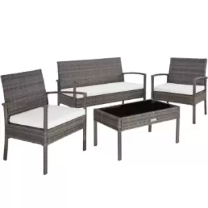 Tectake Sparta Rattan Garden Bench Set - Grey