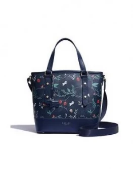 Radley Whimsical Floral Medium Grab Multiway Zip Top Tote Bag - Navy