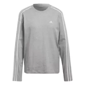 adidas Essentials 3-Stripes Long-Sleeve Top Womens - Grey