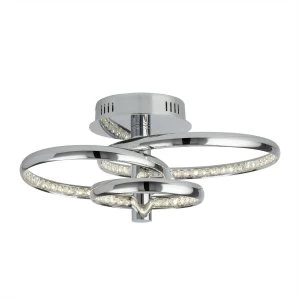 Integrated LED Semi Flush Ceiling Light Chrome