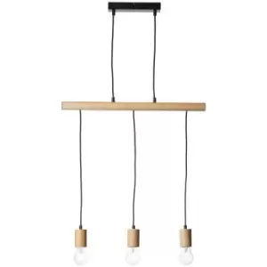 Endon Sven Bar Pendant Ceiling Lamp, Matt Black, Natural Wood