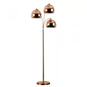 Dantzig Copper 3 Arm Floor Lamp with Copper Dome Shades