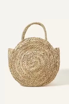 Straw Circle Handheld Basket Bag