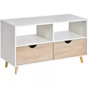 Homcom - 99cm TV Stand Media Unit Cabinet w/ Shelves Drawers Storage Centre Beige