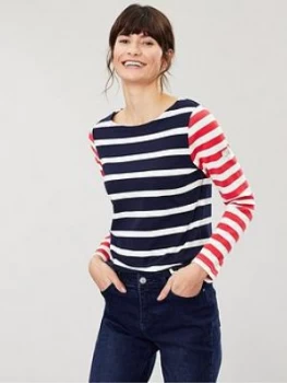 Joules Harbour Long Sleeve Jersey Top - Navy/Cream