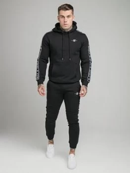 SikSilk Fleece Overhead Hoodie Tracksuit - Black