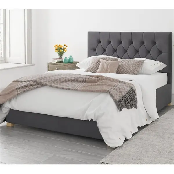 Aspire Aspire - Olivier Ottoman Upholstered Bed, Plush Velvet, Steel - Ottoman Bed Size Double 4ft6 - Steel 5057632043450