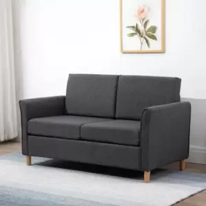 HOMCOM Compact 2 Seater Sofa With Armrests Linen Style Upholstery Dark Grey