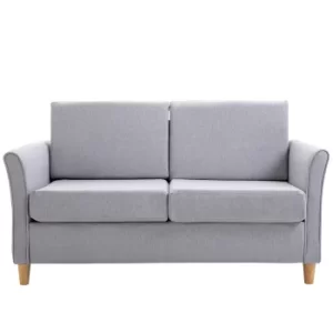 HOMCOM Linen Upholstery Double Seat Sofa Compact Loveseat Couch Living Room Furniture 2 Seater Armrest Grey