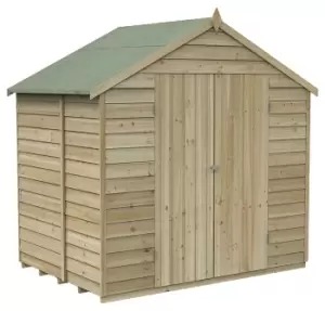 Forest Garden 7 x 5ft 4Life Apex Overlap Pressure Treated Double Door Windowless Shed with Base and Assembly