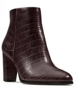 Clarks Kaylin Fern Ankle Boot - Burgundy, Size 3, Women