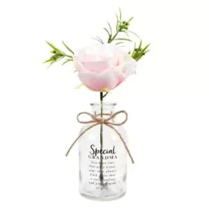 Peaches and Cream Grandma Flower in Glass Jar