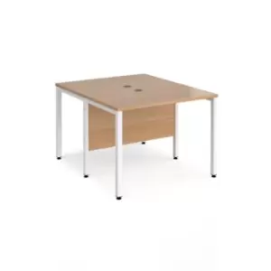 Office Desk 2 Person Rectangular Desk 1000mm Beech Tops With White Frames 1200mm Depth Maestro 25